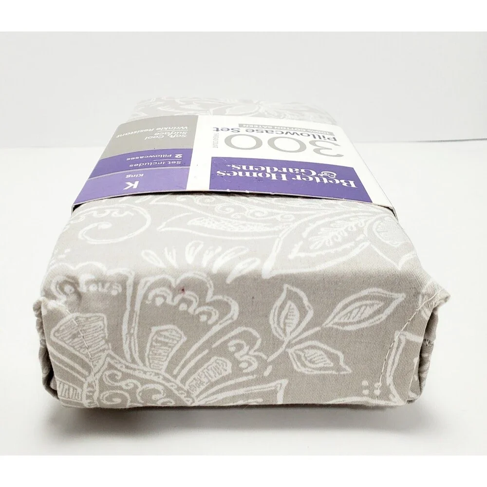 Better Homes & Gardens King Pillowcase Set 100% Cotton 300 Thread Count New